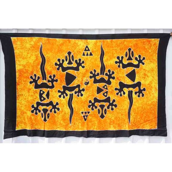 CM50 Gecko Batik Plus 38" Open Hand Painted Cover Up Midi Cardigan fit up to 5X - Picture 2 of 2